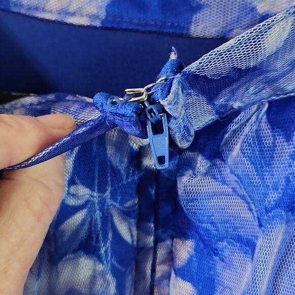 Windsor Womens Blue Floral Maxi Skirt Size SM Mesh Fairycore Coquette Formal - Picture 5 of 10